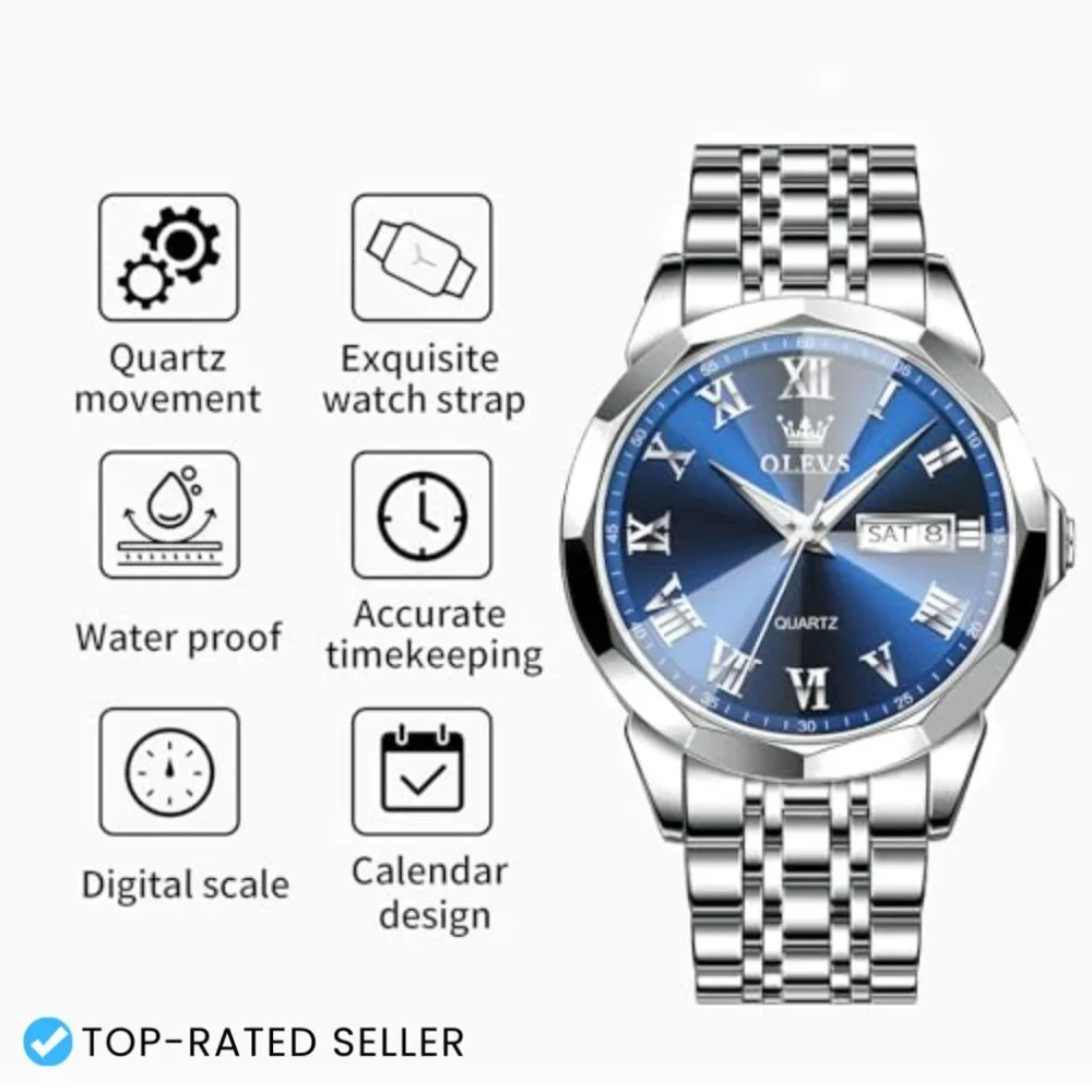 Men's Stainless Steel Dress Watch Analog Quartz Water Resistant Classic Minimal